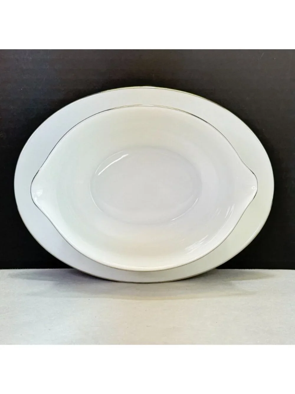 Vintage Noritake Savannah 2 Cup Gravy Boat with Attached Underplate